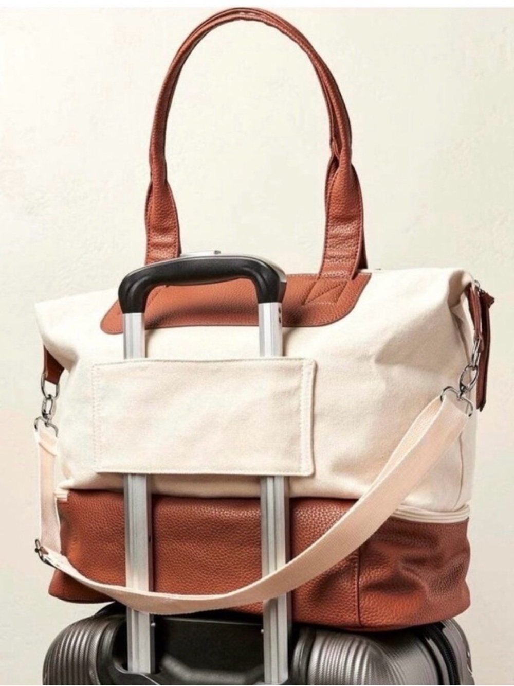 Graf Lantz Large Canvas Vegan Leather Airport Weekender Travel Bag NWT